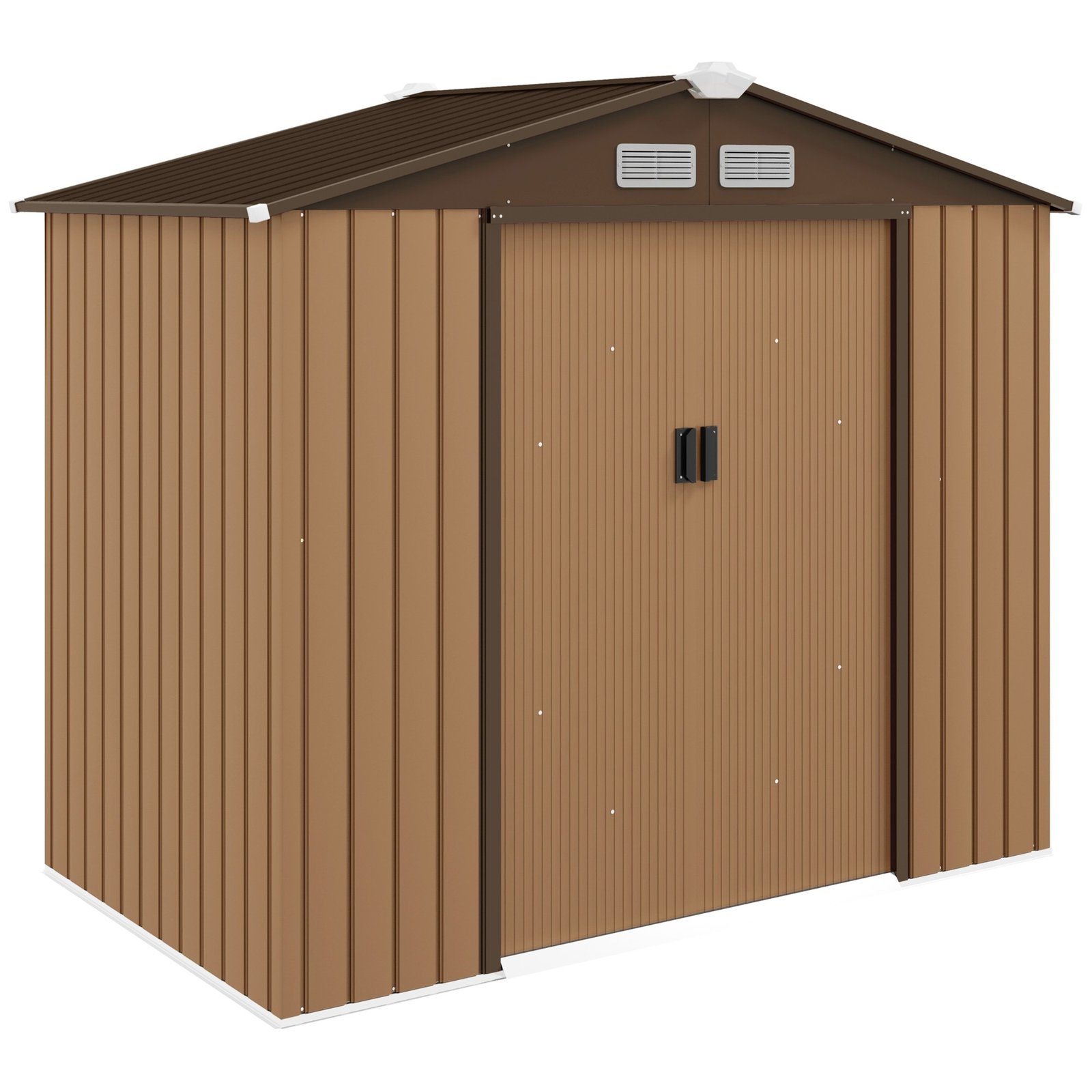 Outsunny 2 x 1 m Steel Shed Outdoor Garden Shed Large Patio Roofed Tool Metal Storage Building Foundation Sheds