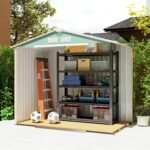 Outsunny 7ft x 4ft Lockable Garden Metal Storage Shed Large Patio Roofed Tool Storage Building Foundation Sheds Box - immagine 4