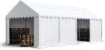 Carpasol - toolport Tendone deposito 4x8 m pvc 750 n bianco tenda capannone telaio perimetrale e rinforzo del tetto