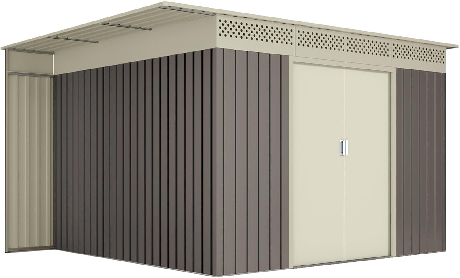 Hoggar di Okoru Capannone Metallo Grigio/Beige per Archiviazione 8,96 m2-269x333x189cm. Casta Giardino Terrazza