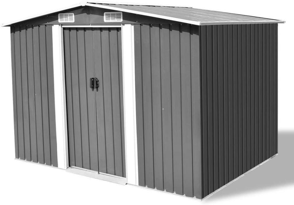 Capanno da giardino in metallo grigio 257x205x178 cm