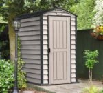 Duramax EverMore 4 x 6ft Plastic Garden Shed - Adobe & Grey - Fire Retardant & All Season Outdoor Storage Solution - Includes Plastic Floor, Dark Grey and Adobe - Image 6
