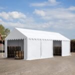 Carpasol - toolport Tendone deposito 4x8 m pvc 750 n bianco tenda capannone telaio perimetrale e rinforzo del tetto - immagine 6