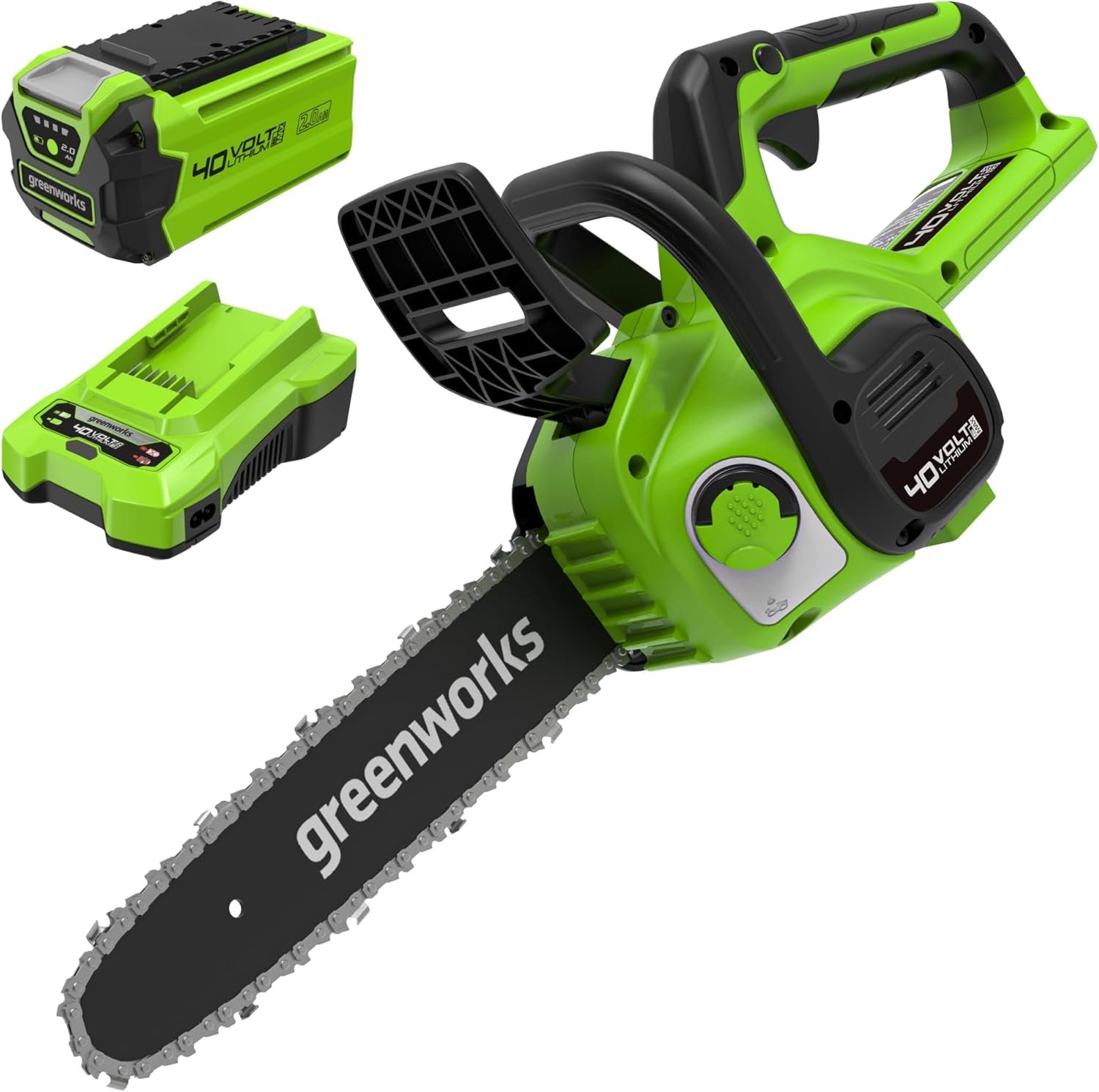 Greenworks G40CS30IIK2 Motosega a Batteria, Lunghezza Barra 12 Pollice (30cm)