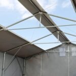 4x6m tenda capannone, altezza 3,0m porta a cerniera, PVC 850, grigio, senza statica - immagine 3