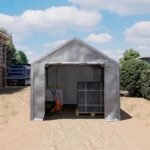 TOOLPORT Tenda capannone 3x4 m Tendostruttura Tenda garage telone PE 350 N impermeabile in grigio - Image 5