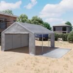 TOOLPORT Tenda capannone 3x4 m Tendostruttura Tenda garage telone PE 350 N impermeabile in grigio - Image 2