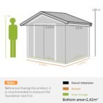 Outsunny 2 x 1 m Steel Shed Outdoor Garden Shed Large Patio Roofed Tool Metal Storage Building Foundation Sheds - immagine 11