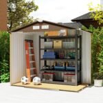 Outsunny 2 x 1 m Steel Shed Outdoor Garden Shed Large Patio Roofed Tool Metal Storage Building Foundation Sheds - immagine 5
