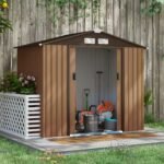 Outsunny 2 x 1 m Steel Shed Outdoor Garden Shed Large Patio Roofed Tool Metal Storage Building Foundation Sheds - immagine 4