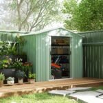 Outsunny 7ft x 4ft Lockable Garden Metal Storage Shed Large Patio Roofed Tool Storage Building Foundation Sheds Box - immagine 3
