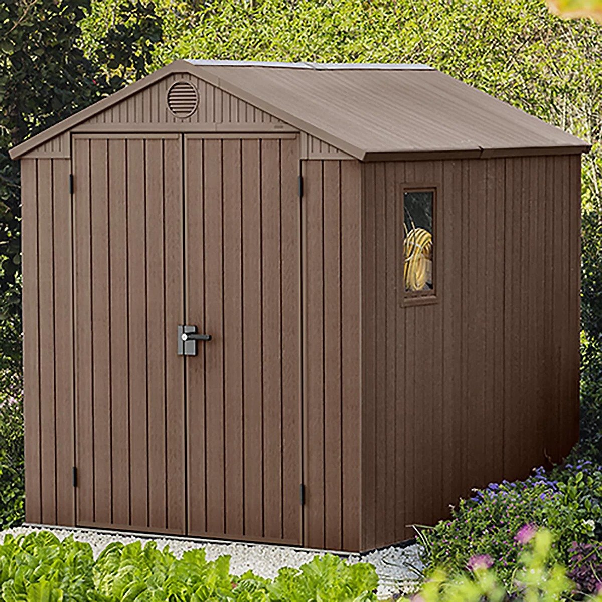 Keter Darwin 8X6 Ft Apex Plastic 2 Door Shed With Floor & 1 Window