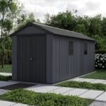 Keter Newton Plus 17X7.5 Ft Apex Grey Plastic 2 Door Shed With Floor & 2 Windows - Image 6