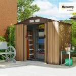 Outsunny 2 x 1 m Steel Shed Outdoor Garden Shed Large Patio Roofed Tool Metal Storage Building Foundation Sheds - immagine 12